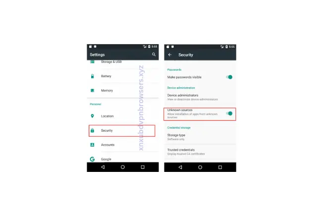 Common issues and their solutions with XNXubd VPN Browser APK 1 Allow unknown resources 1